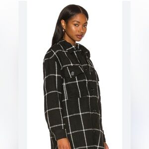 NWT Revolve Sanctuary Windowpane Print Shacket Black
